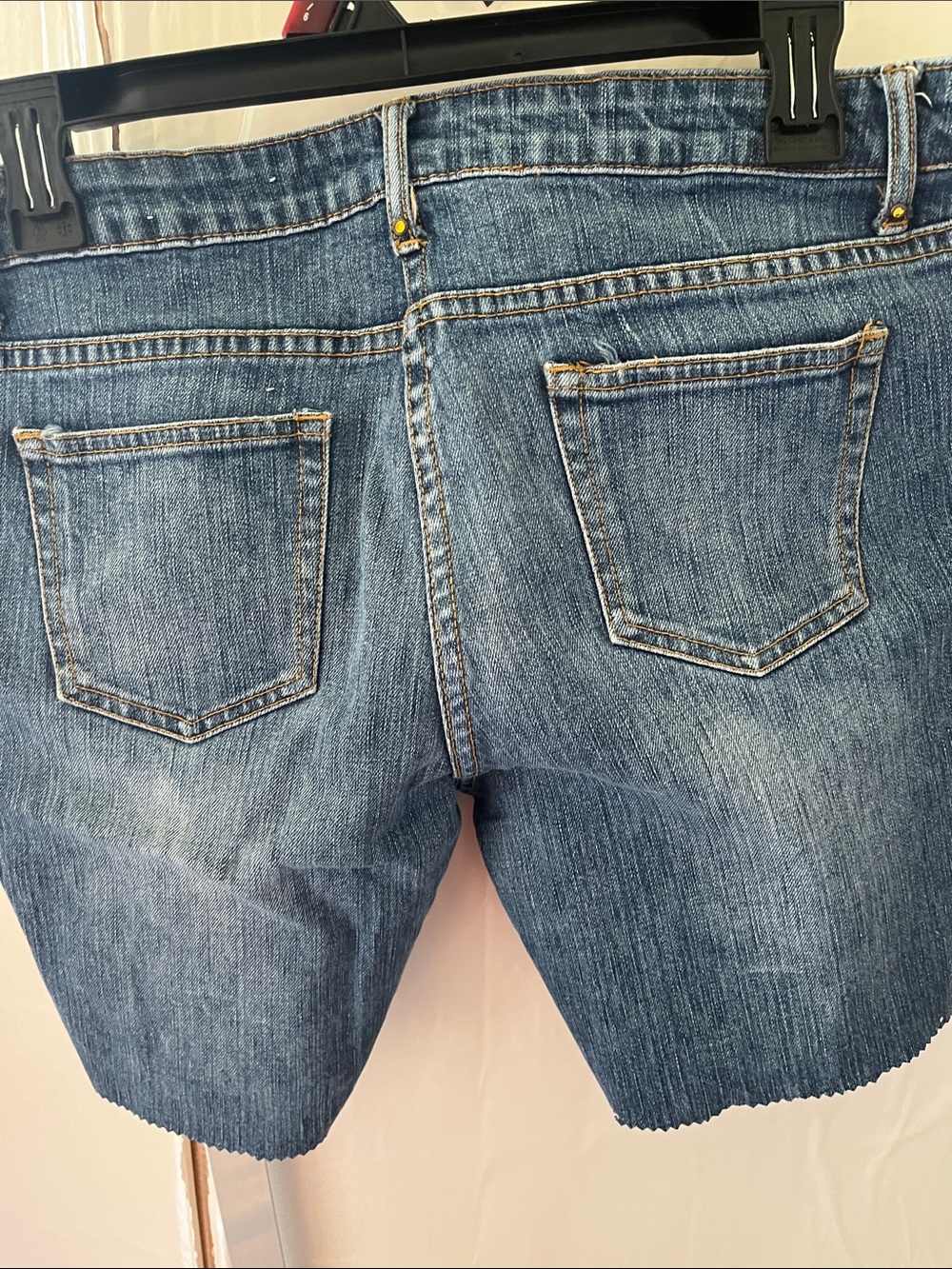 Women's Blue Denim Jean Shorts with Graphic Tongue Print - Picture 5 of 8